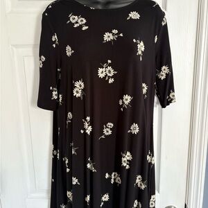 Floral Black and White Dress